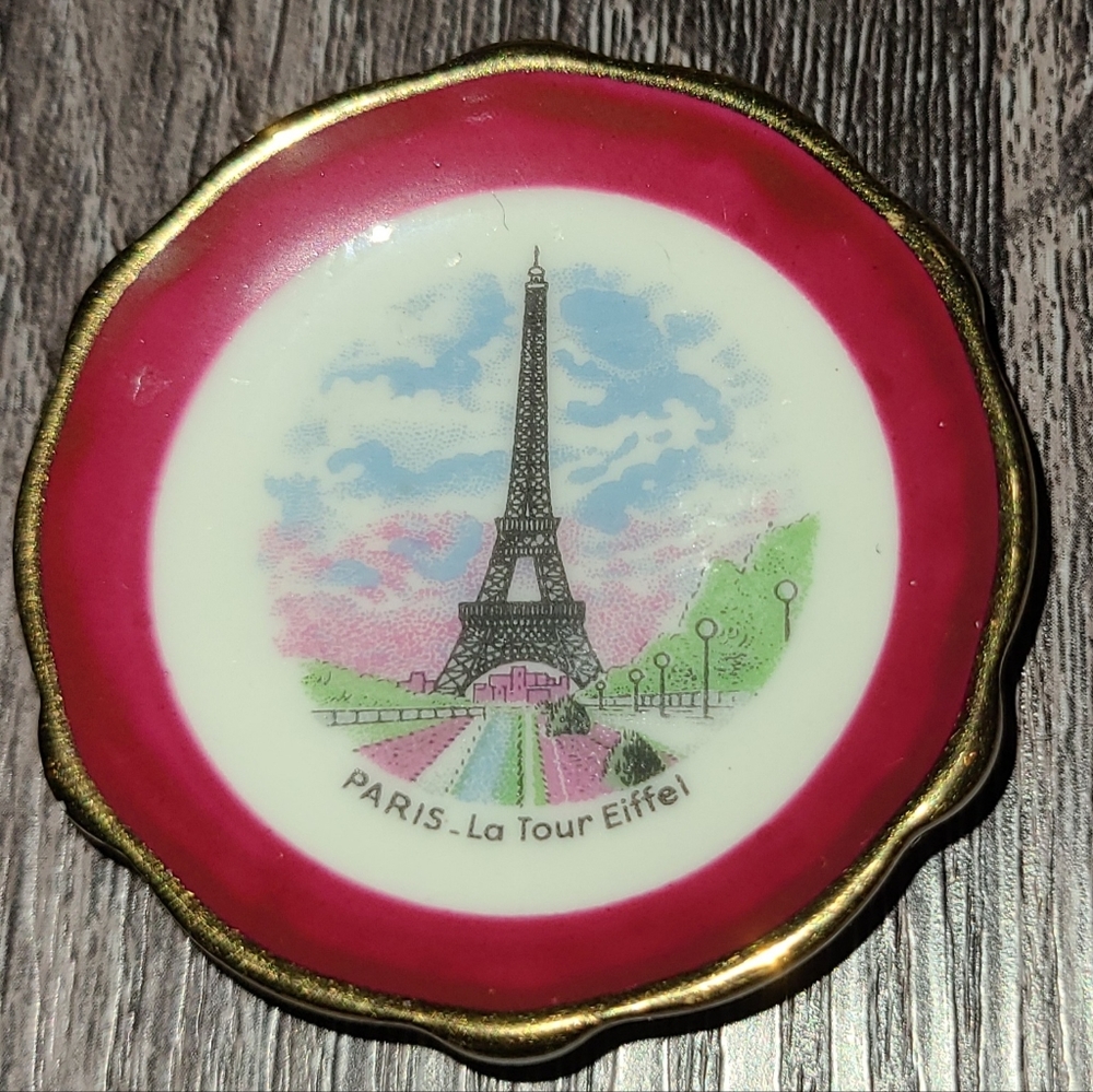 Limoges France Paris La Tour Eiffel Tower Miniature Plate Dollhouse
